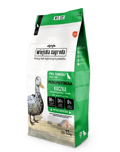 WIEJSKA ZAGRODA Hrană uscată monoproteică cu rață pentru câini M/L 12 kg
