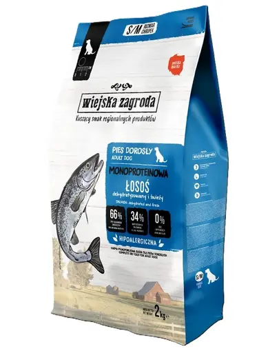 WIEJSKA ZAGRODA Hrană uscată monoproteică cu somon pentru câini S/M 2 kg