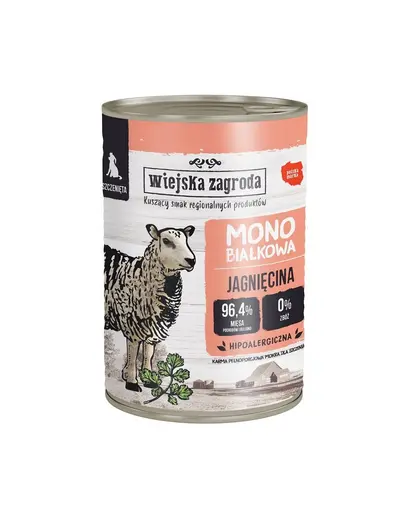 WIEJSKA ZAGRODA Mancare umeda pentru catelusi cu miel 12x400 g