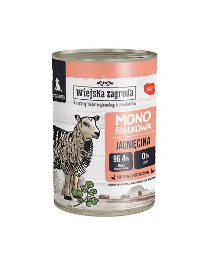 WIEJSKA ZAGRODA Mancare umeda pentru catelusi cu miel 6x400 g