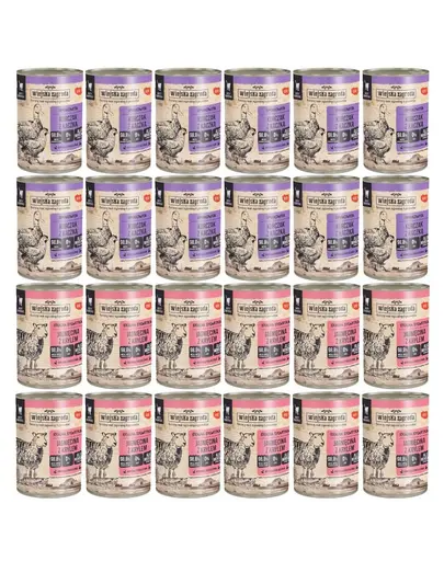 WIEJSKA ZAGRODA Mix de arome Miel cu krill și Pui cu rață pentru pisici 24x400 g
