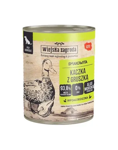 WIEJSKA ZAGRODA Rață cu pară, hrană umedă pentru câini 800 g