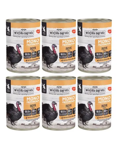 WIEJSKA ZAGRODA set hrană pisoi 6x400 g curcan