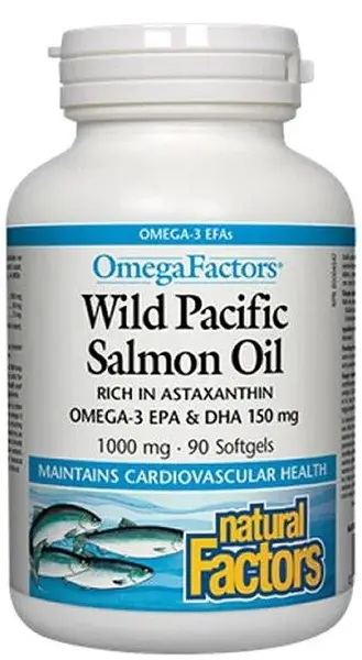 Wild Pacific Salmon Oil, 1000 mg, 90 capsule gelatinoase moi, Natural Factors