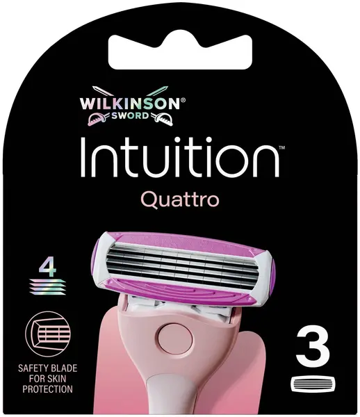 Wilkinson Sword Intuition Set de lame pentru aparat de ras Quattro, 3 bucăți