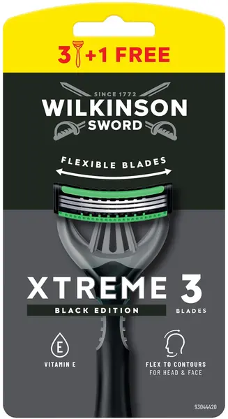 Wilkinson Sword Xtreme3 Aparat de ras pentru barbati Comfort Black, 3 + 1 buc.