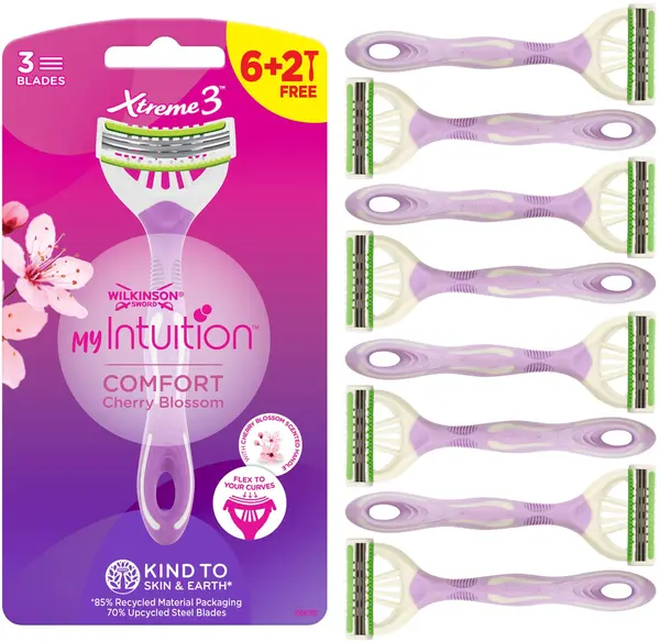 Wilkinson Sword Xtreme3 Set de aparate de ras pentru femei My Intuition Comfort, 6 + 2 bucăți