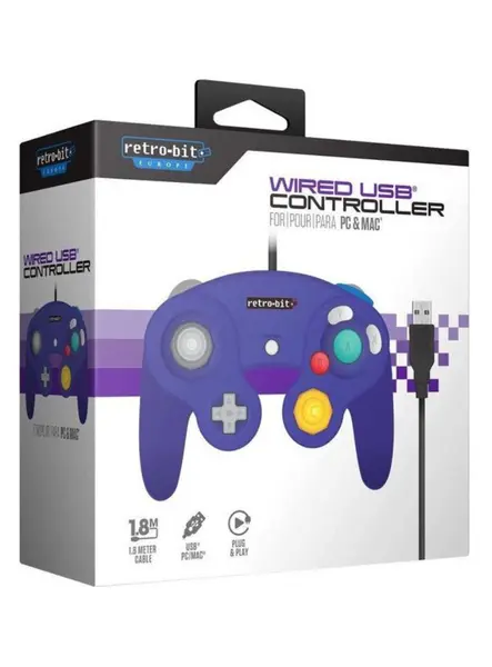 Wired Gamecube Controller Purple + USB