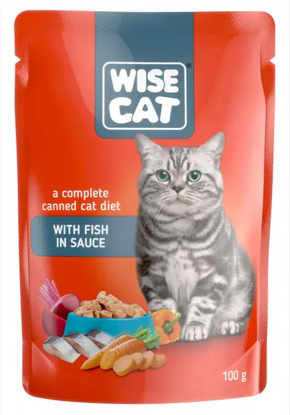 Wise cat, hrana umeda pentru pisici cu peste in sos - 100 g