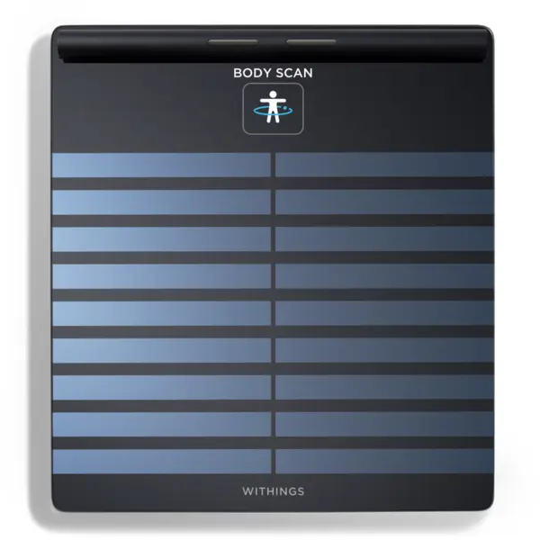 Withings Cantar inteligent Withings Body Scan, Tehnologie Position Control, Baterie li-ion reincarcabila, 4 senzori de greutate, Negru