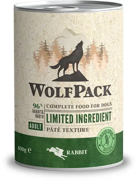 WOLFPACK Conservă pentru câini, cu număr limitat de ingrediente, Iepure