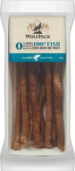 WOLFPACK Recompensă pentru câini, meat sticks cu 100 % somon 50 g