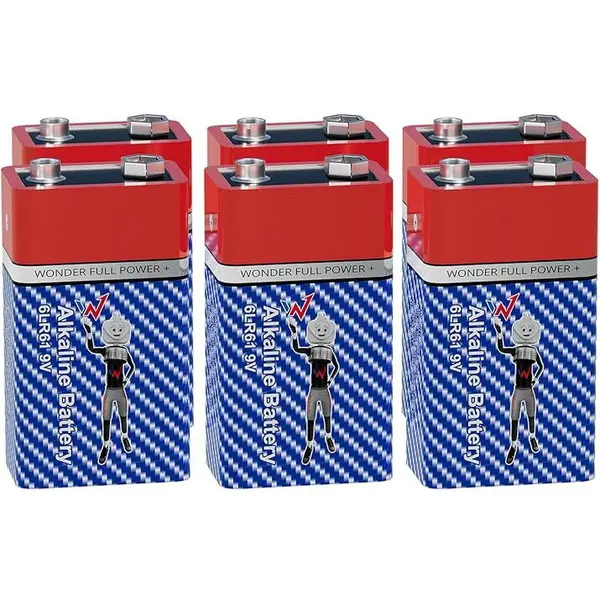 Wonder Pachet Baterii Wonder W6LR61X6, 6 baterii alcaline de 9V, tip 6LR61 6F22