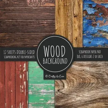 Wood Background Scrapbook Paper Pad 8x8 Scrapbooking Kit for Papercrafts, Cardmaking, DIY Crafts, Rustic Texture Design, Multicolor/***