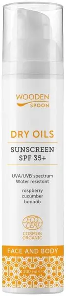 Wooden Spoon Loțiune de protecție solară față și corp Dry Oils, SPF35+, 100 ml