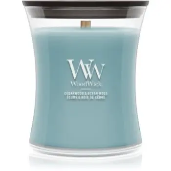 Woodwick Cedarwood & Ocean Moss lumânare parfumată cu fitil din lemn
