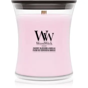 Woodwick Cherry Blossom & Vanilla lumânare parfumată cu fitil din lemn