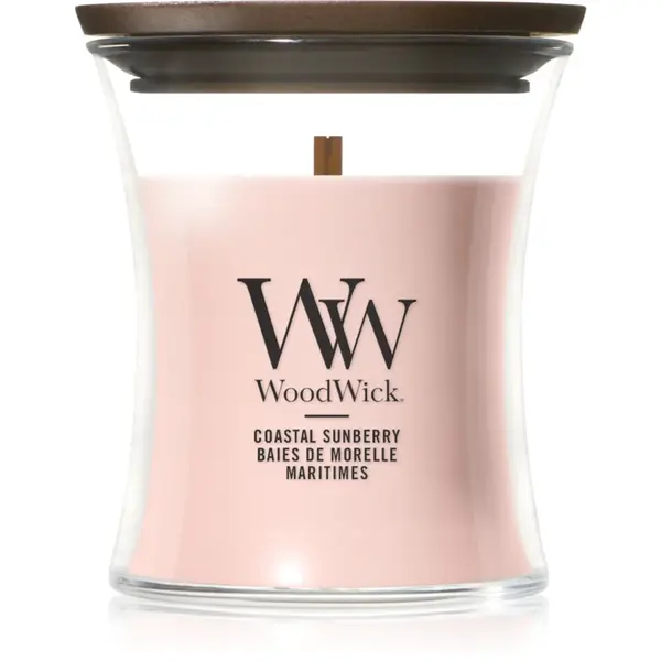 Woodwick Coastal Sunberry lumânare parfumată cu fitil din lemn 85 g
