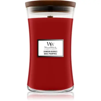 Woodwick Crimson Berries lumânare parfumată cu fitil din lemn
