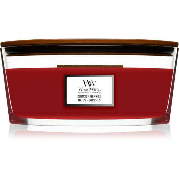 Woodwick Crimson Berries lumânare parfumată cu fitil din lemn (hearthwick) 453,6 g