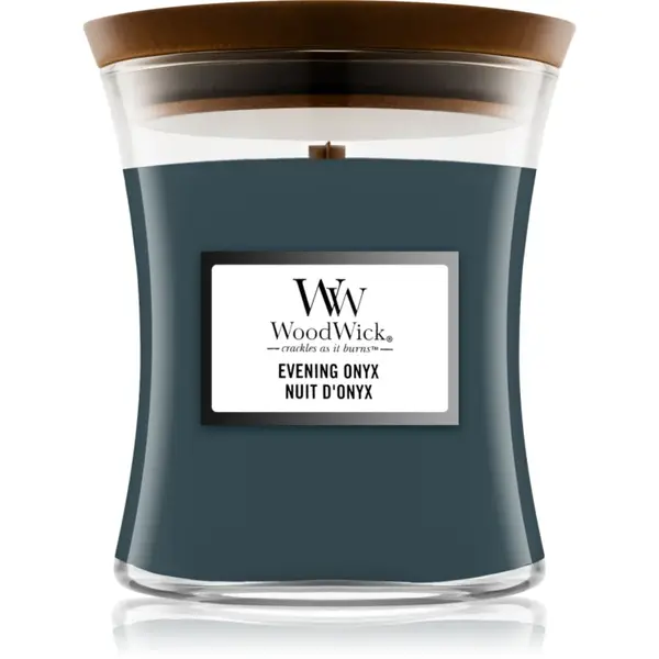 Woodwick Evening Onyx lumânare parfumată cu fitil din lemn 275 g