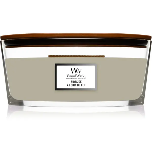 Woodwick Fireplace Fireside lumânare parfumată cu fitil din lemn (hearthwick) 453 g