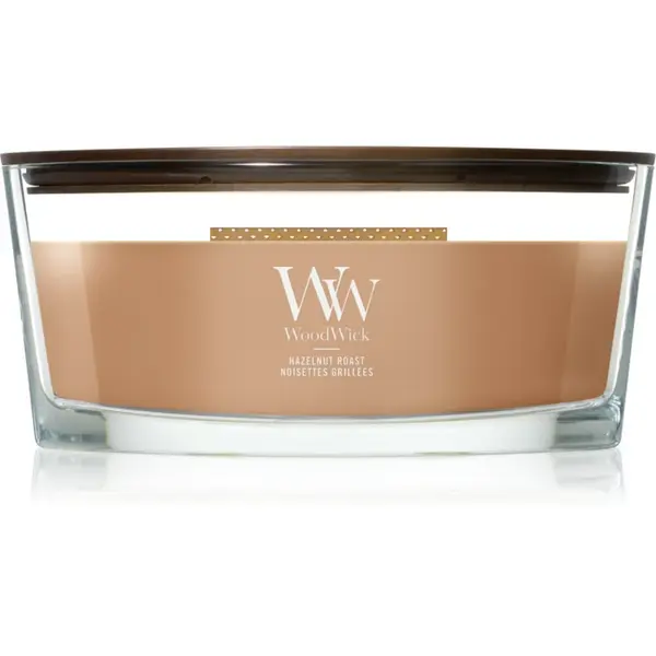 Woodwick Hazelnut Roast lumânare parfumată cu fitil din lemn 453.6 g