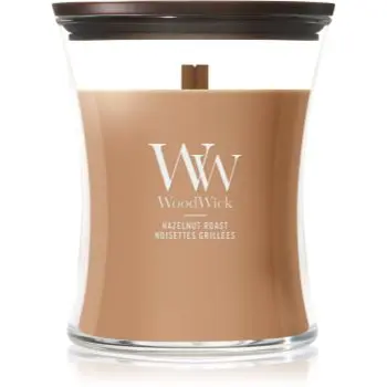 Woodwick Hazelnut Roast lumânare parfumată cu fitil din lemn