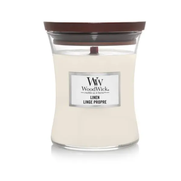 WoodWick Linen Lumânare parfumată Volum 275 g.