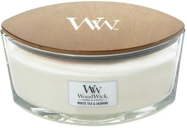 WoodWick Lumânare parfumată White Tea & Jasmine, 453.6 g