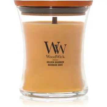 Woodwick Opulent Wood Golden Bourbon lumânare parfumată cu fitil din lemn (hearthwick)