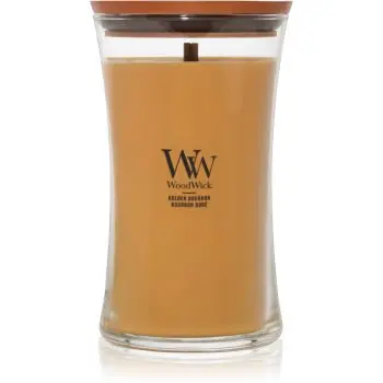 Woodwick Opulent Wood Golden Bourbon lumânare parfumată cu fitil din lemn (hearthwick)
