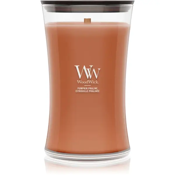 Woodwick Pumpkin Praline lumânare parfumată cu fitil din lemn 610 g