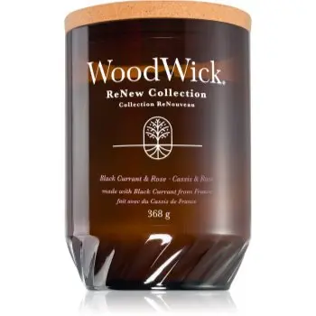 Woodwick Renew Black Currant & Rose lumânare parfumată