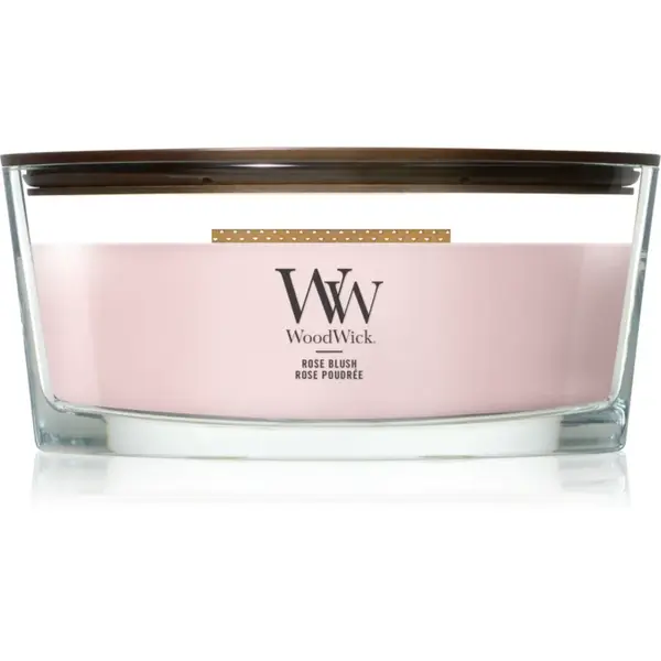 Woodwick Rose Blush lumânare parfumată cu fitil din lemn 453.6 g