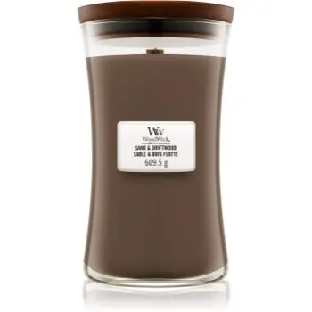 Woodwick Sand & Driftwood lumânare parfumată cu fitil din lemn