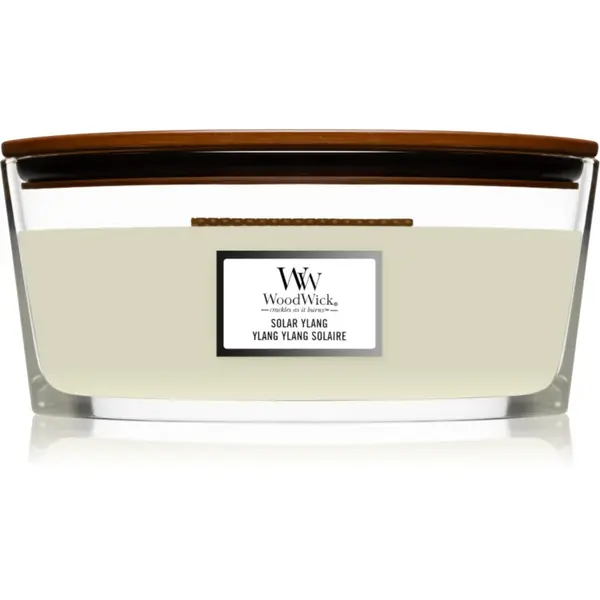 Woodwick Solar Ylang lumânare parfumată cu fitil din lemn (hearthwick) 453.6 g