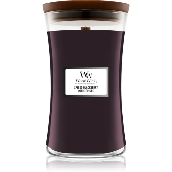 Woodwick Spiced Blackberry lumânare parfumată cu fitil din lemn 609.5 g