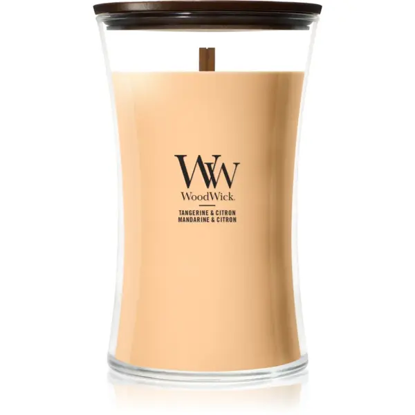 Woodwick Tangerine & Citron lumânare parfumată cu fitil din lemn 610 g