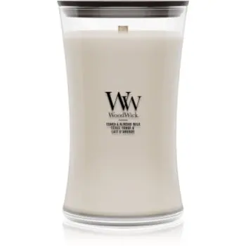 Woodwick Tonka & Almond Milk lumânare parfumată cu fitil din lemn