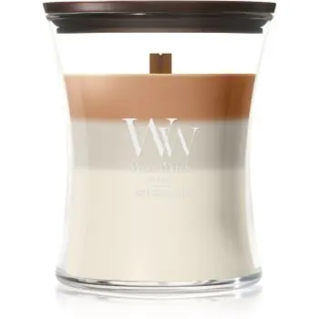 Woodwick Trilogy Café Macchiato lumânare parfumată cu fitil din lemn