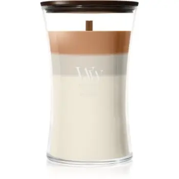 Woodwick Trilogy Café Macchiato lumânare parfumată cu fitil din lemn