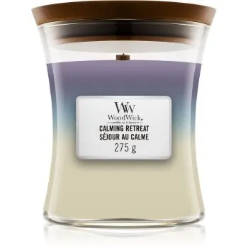 Woodwick Trilogy Calming Retreat lumânare parfumată cu fitil din lemn