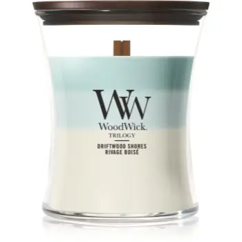 Woodwick Trilogy Driftwood Shores lumânare parfumată cu fitil din lemn