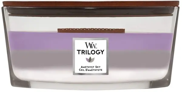 WoodWick Trilogy Lumânare parfumată Amethyst Sky, 453.6 g
