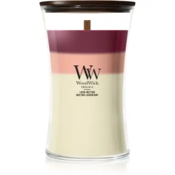Woodwick Trilogy Lush Nectar lumânare parfumată cu fitil din lemn