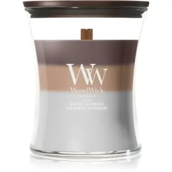 Woodwick Trilogy Radiant Cashmere lumânare parfumată cu fitil din lemn