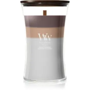 Woodwick Trilogy Radiant Cashmere lumânare parfumată cu fitil din lemn