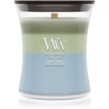 Woodwick Trilogy Verdant Woods lumânare parfumată cu fitil din lemn