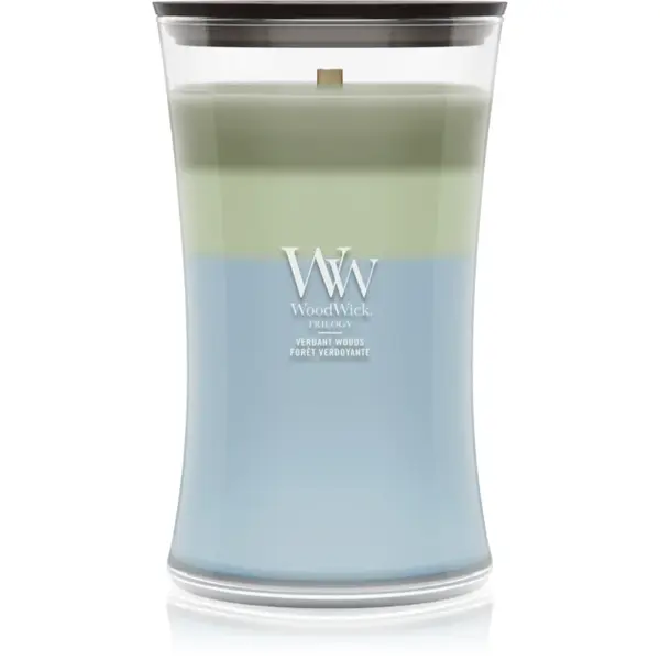 Woodwick Trilogy Verdant Woods lumânare parfumată cu fitil din lemn 610 g